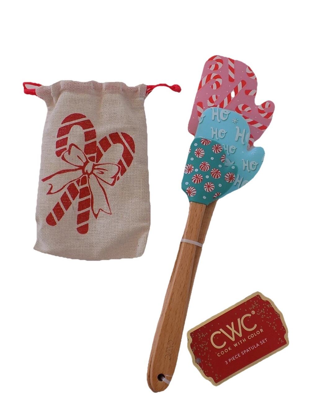 CWC Christmas 3 Piece Spatula Set Mitten Cook With Color NEW with tags